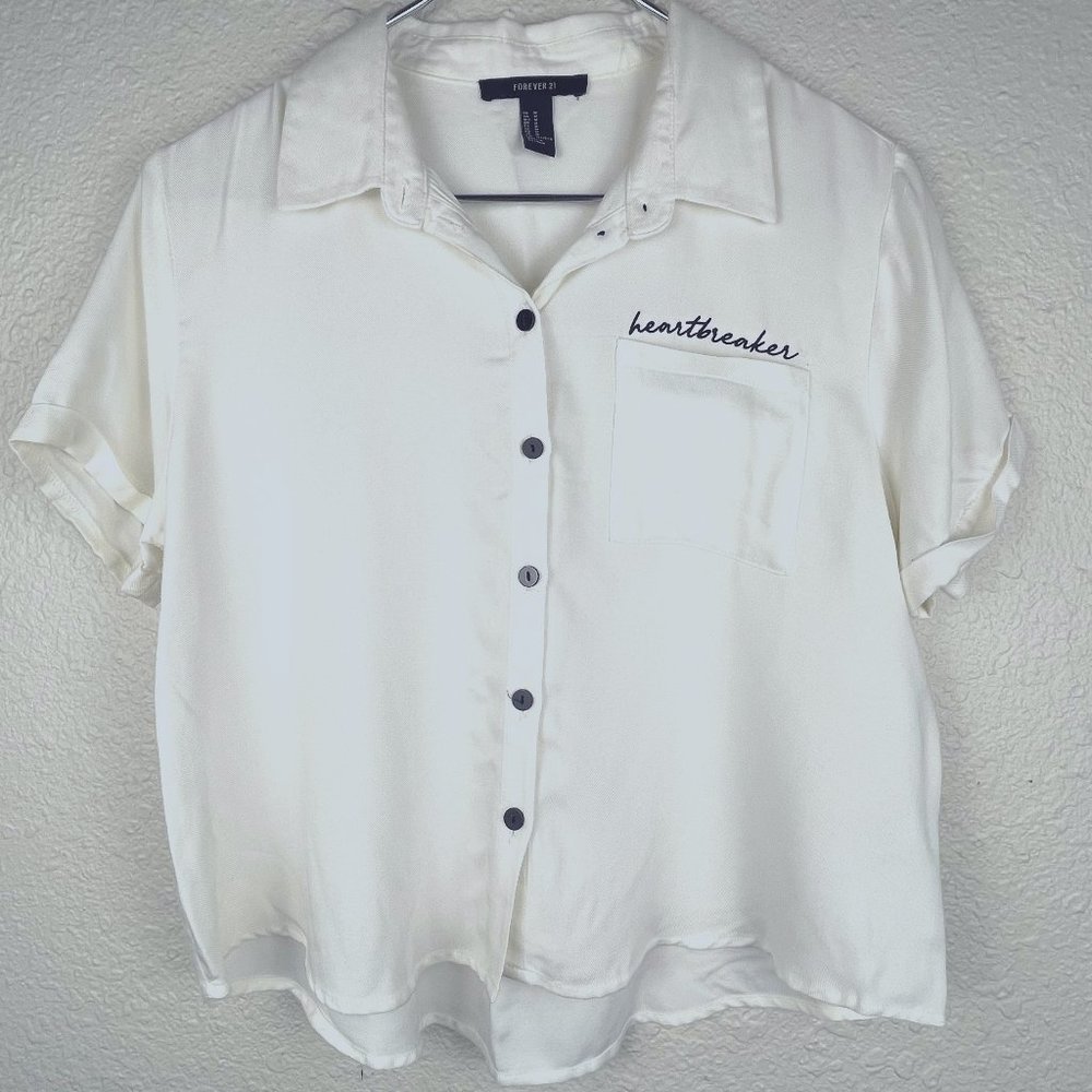 Forever 21 Heartbreaker Button-up Crop Top NWOT